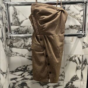 Anthropologie Maeve Strapless Button-Front Dress